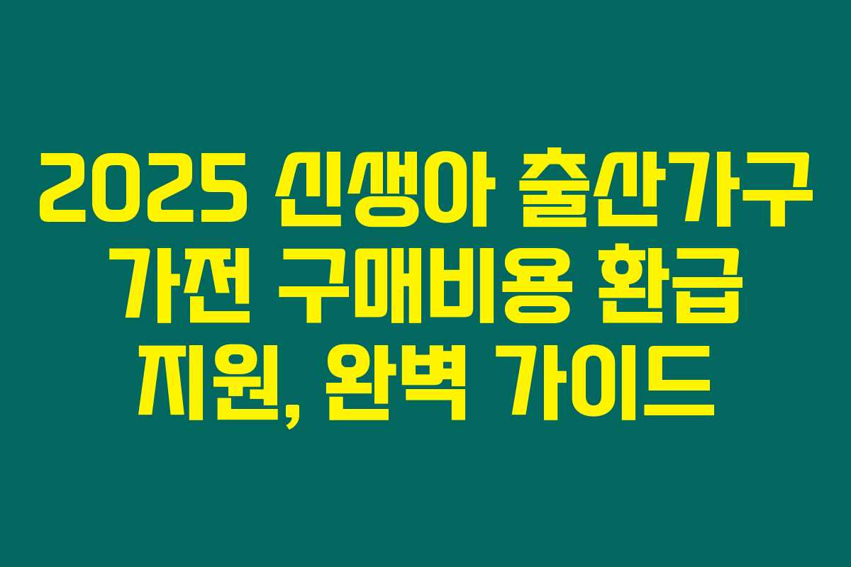 2025 신생아 출산가구 가전 구매비용 환급 지원, 완벽 가이드