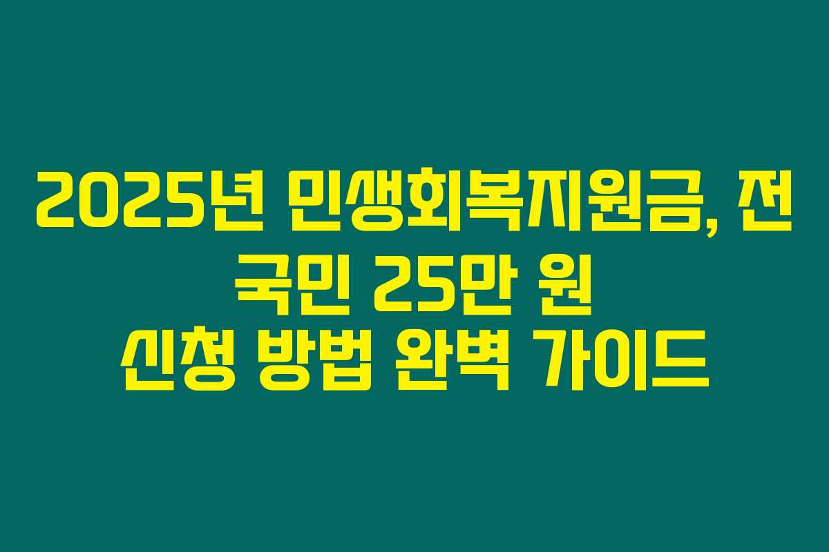 2025년 민생회복지원금, 전 국민 25만 원 신청 방법 완벽 가이드