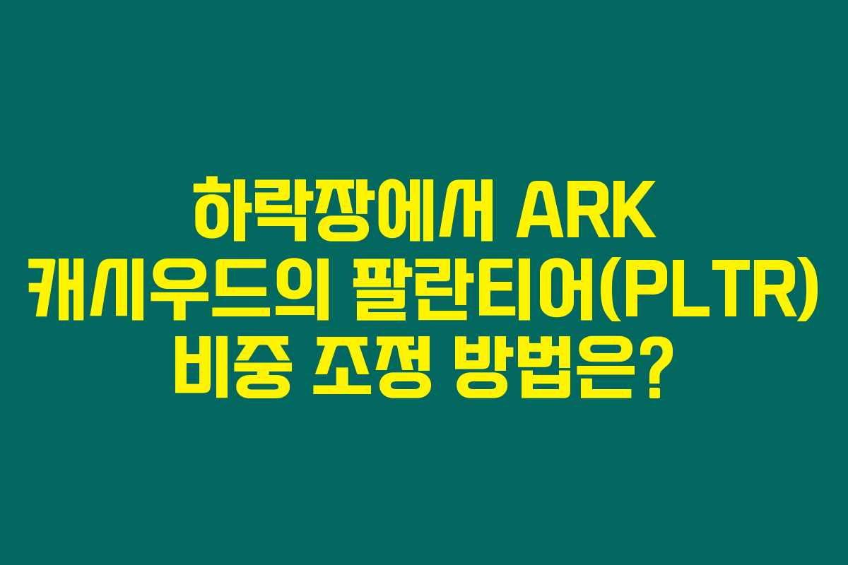 하락장에서 ARK 캐시우드의 팔란티어(PLTR) 비중 조정 방법은? 하락장에서 ARK 캐시우드의 팔란티어(PLTR) 비중 조정 방법은?
