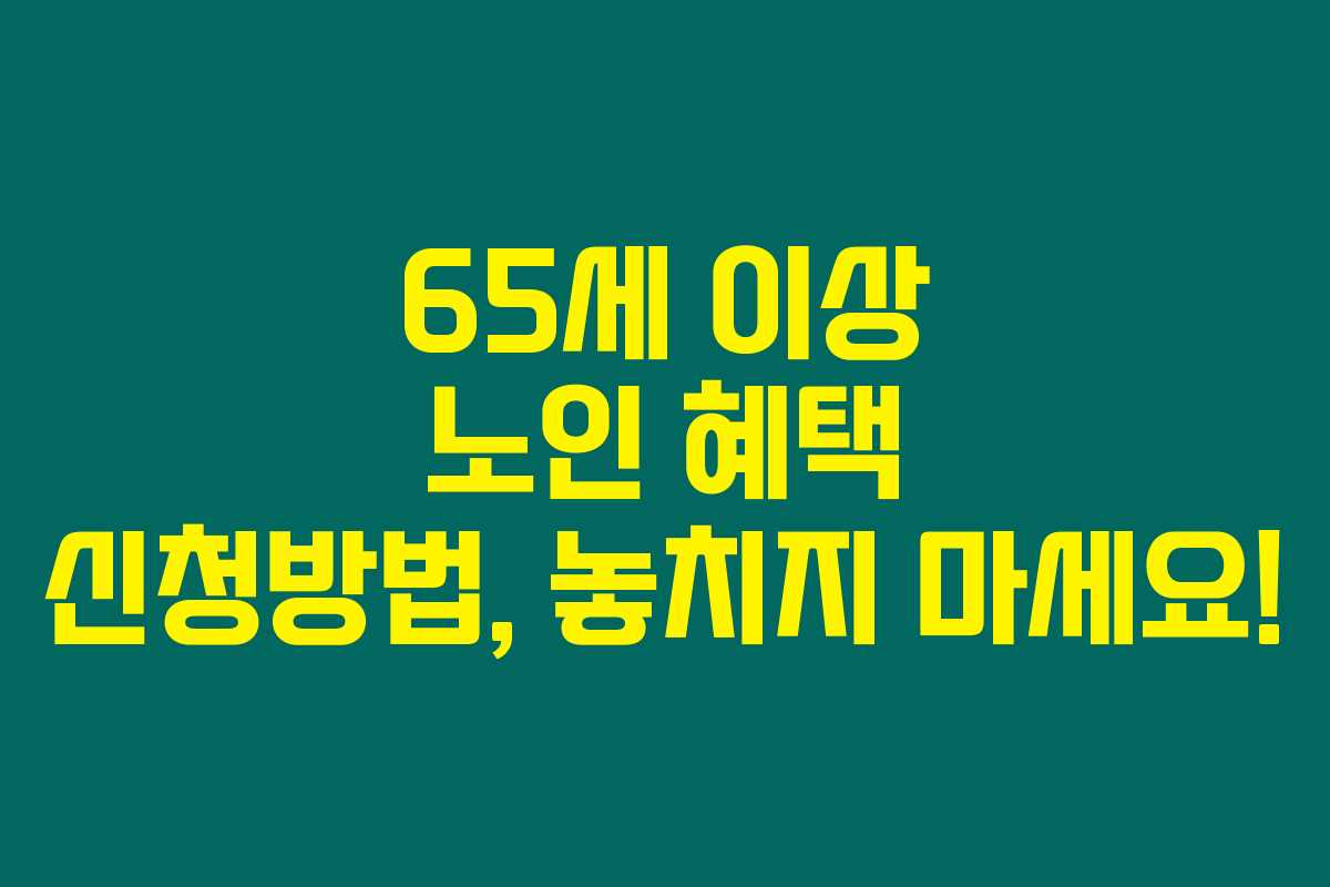 65세 이상 노인 혜택 신청방법, 놓치지 마세요!