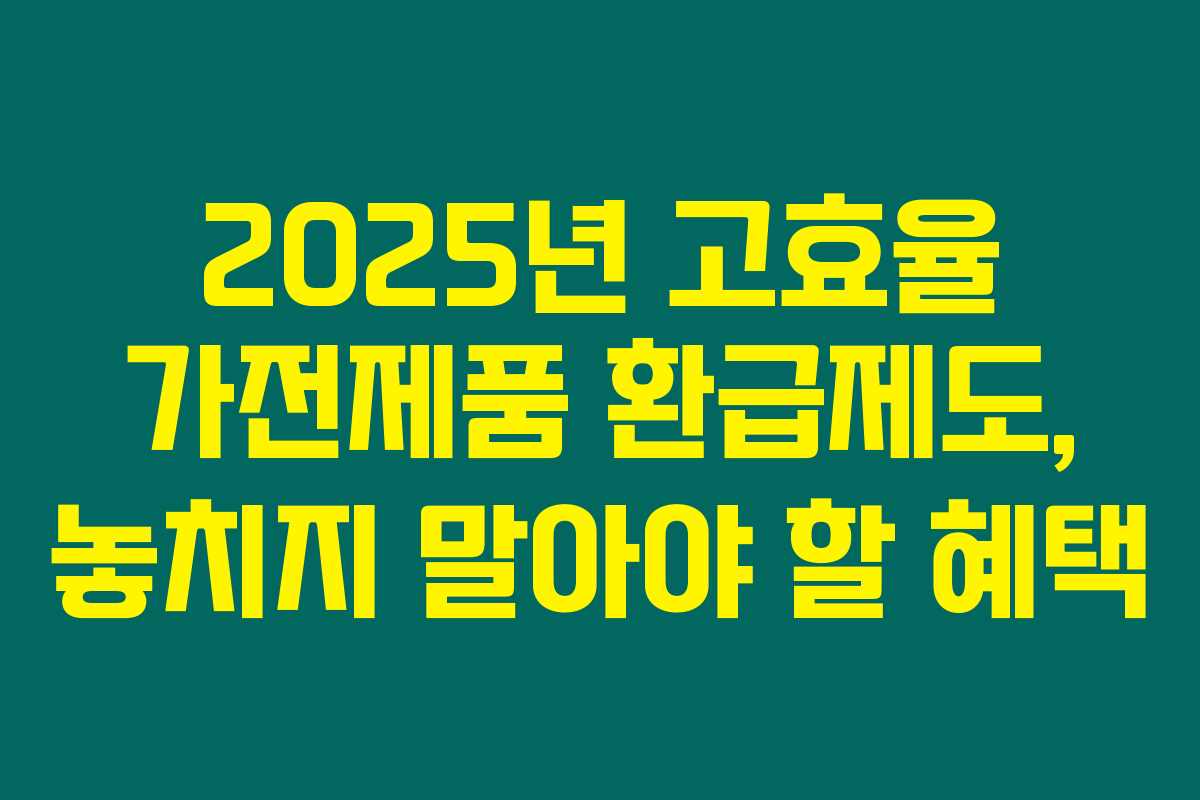 2025년 고효율 가전제품 환급제도, 놓치지 말아야 할 혜택