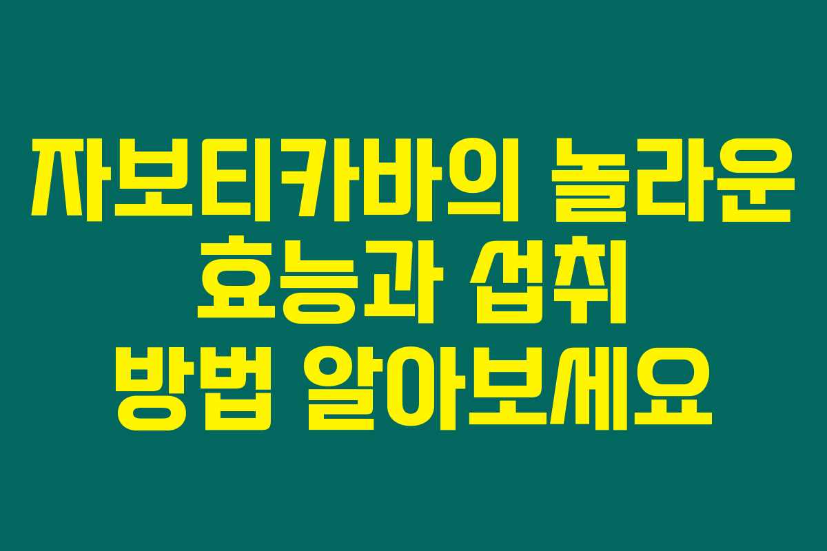 자보티카바의 놀라운 효능과 섭취 방법 알아보세요