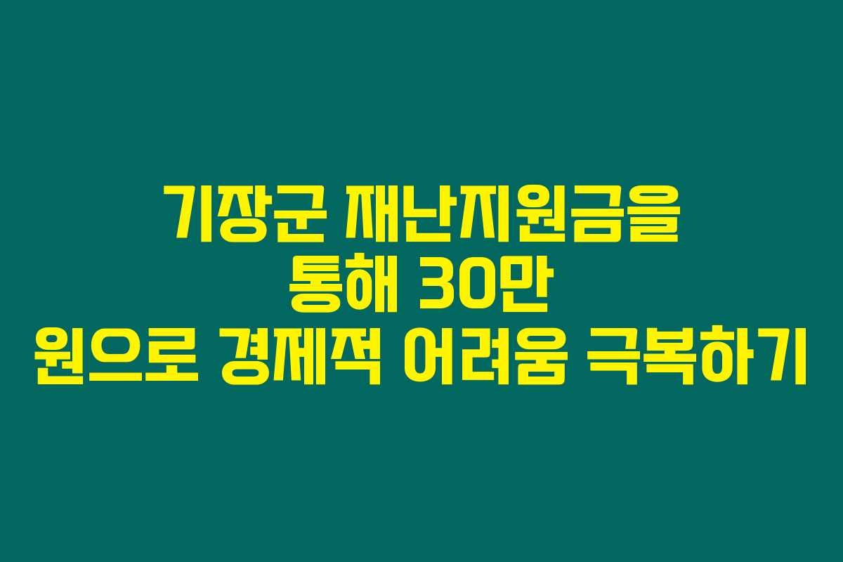 기장군 재난지원금을 통해 30만 원으로 경제적 어려움 극복하기