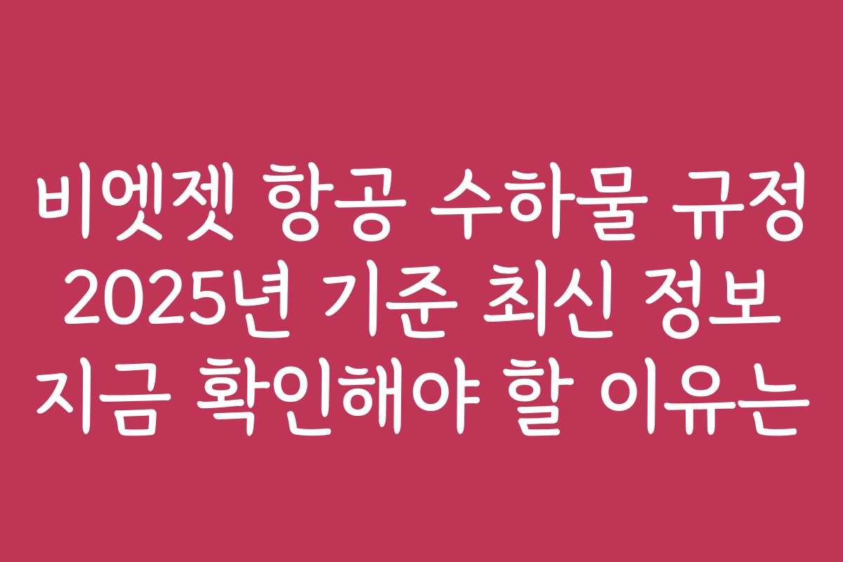 비엣젯 항공 수하물 규정 2025년 기준 최신 정보 지금 확인해야 할 이유는