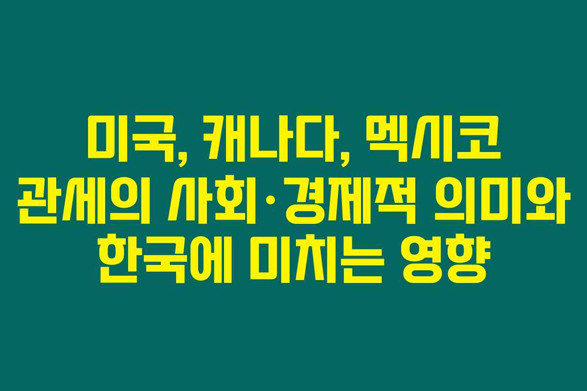 미국, 캐나다, 멕시코 관세의 사회·경제적 의미와 한국에 미치는 영향