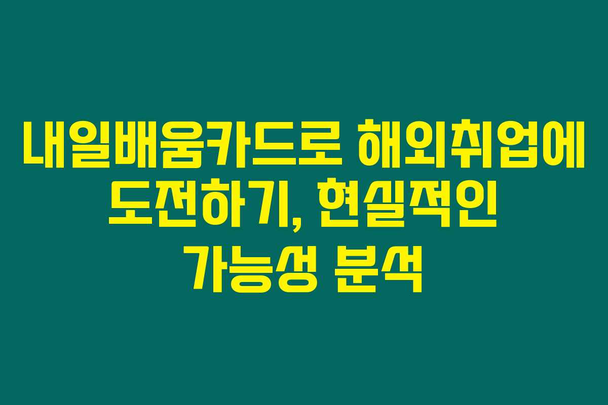 내일배움카드로 해외취업에 도전하기, 현실적인 가능성 분석 내일배움카드로 해외취업에 도전하기, 현실적인 가능성 분석