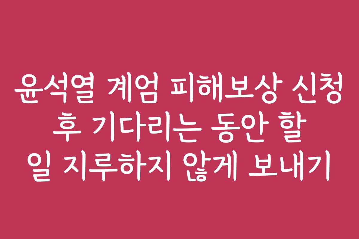 윤석열 계엄 피해보상 신청 후 기다리는 동안 할 일 지루하지 않게 보내기