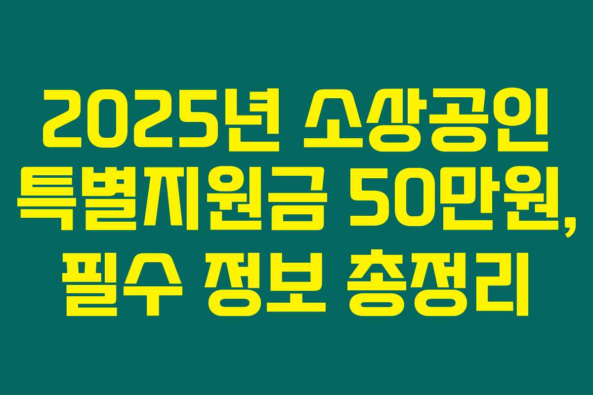 2025년 소상공인 특별지원금 50만원, 필수 정보 총정리