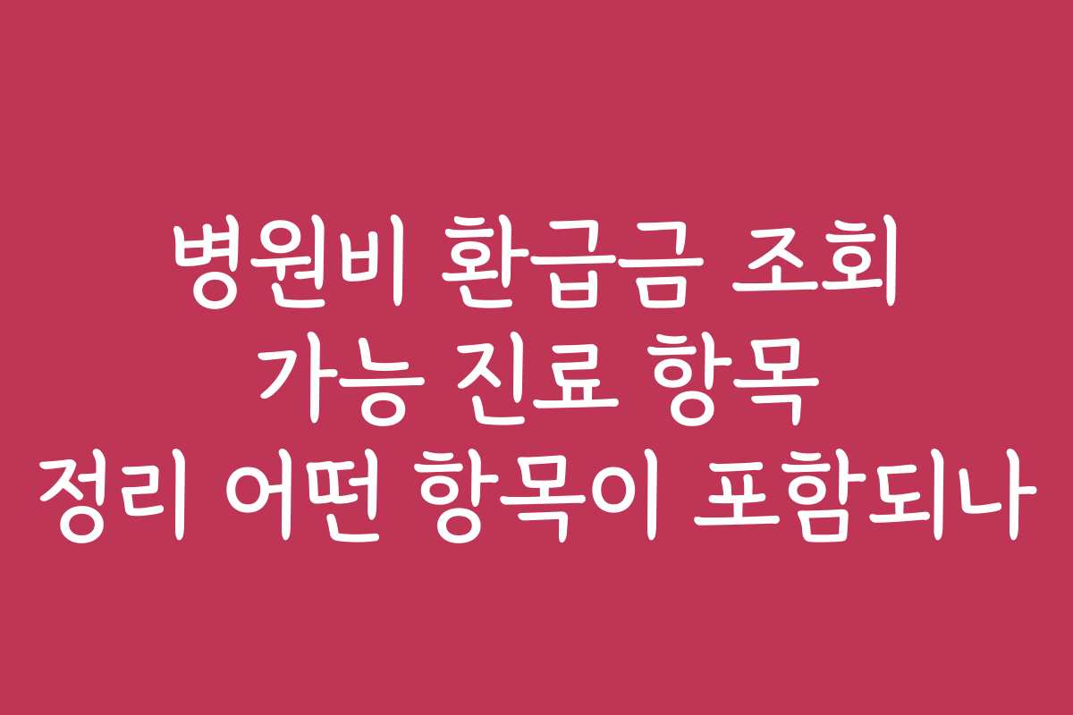 병원비 환급금 조회 가능 진료 항목 정리 어떤 항목이 포함되나