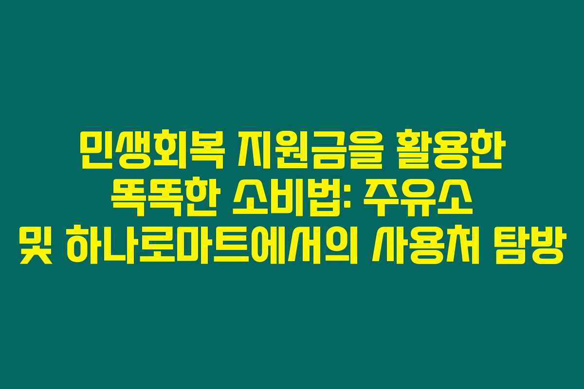 민생회복 지원금을 활용한 똑똑한 소비법: 주유소 및 하나로마트에서의 사용처 탐방