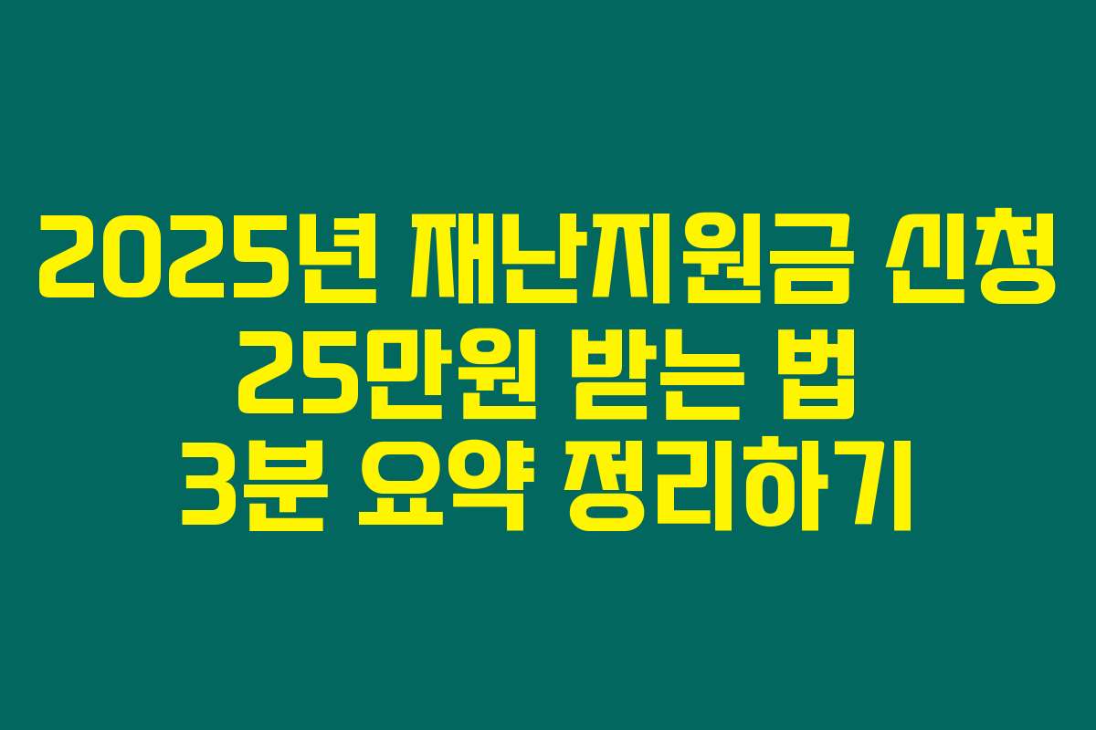 2025년 재난지원금 신청 25만원 받는 법 3분 요약 정리하기