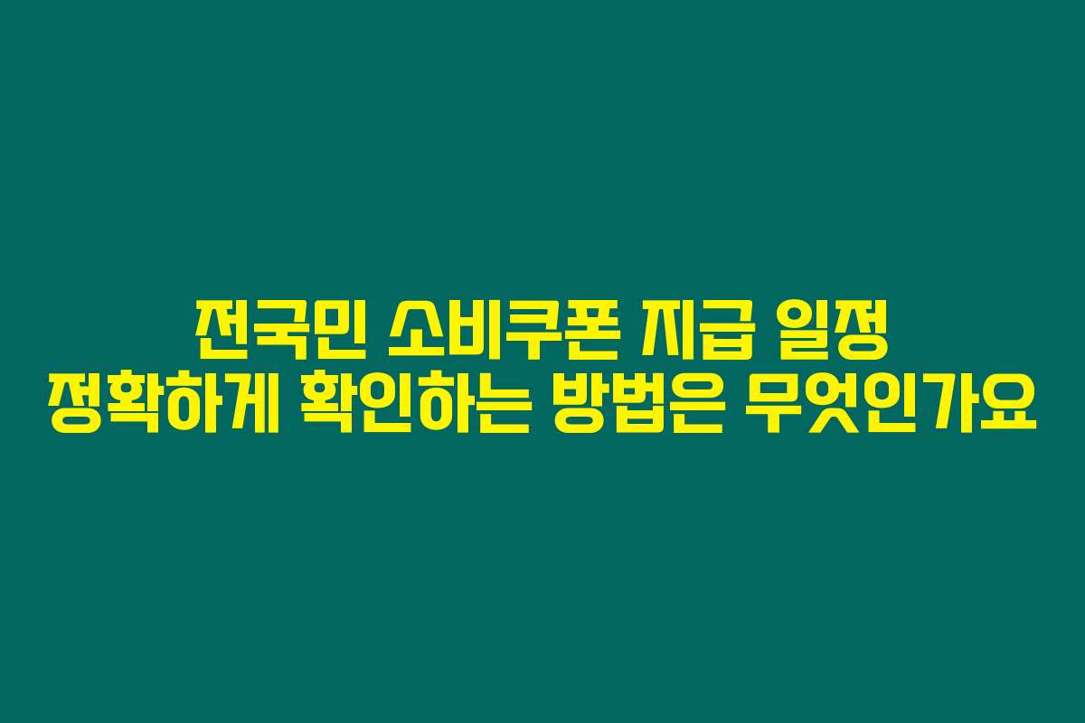 전국민 소비쿠폰 지급 일정 정확하게 확인하는 방법은 무엇인가요