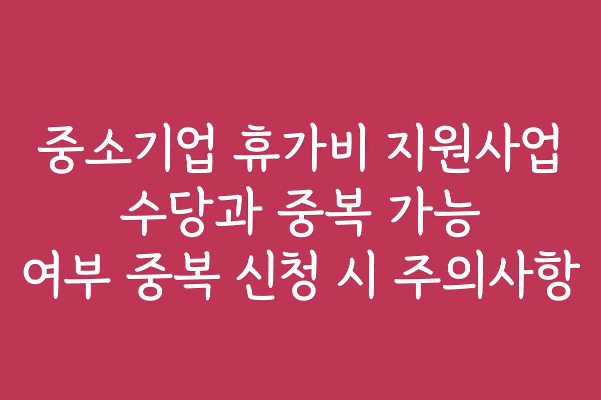 중소기업 휴가비 지원사업 수당과 중복 가능 여부 중복 신청 시 주의사항