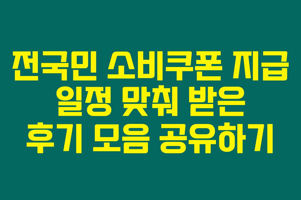 전국민 소비쿠폰 지급 일정 맞춰 받은 후기 모음 공유하기