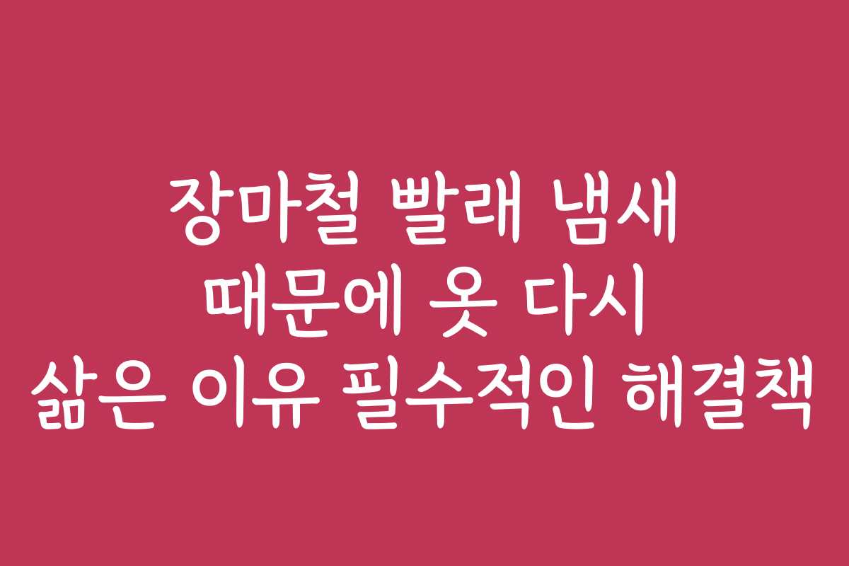 장마철 빨래 냄새 때문에 옷 다시 삶은 이유 필수적인 해결책