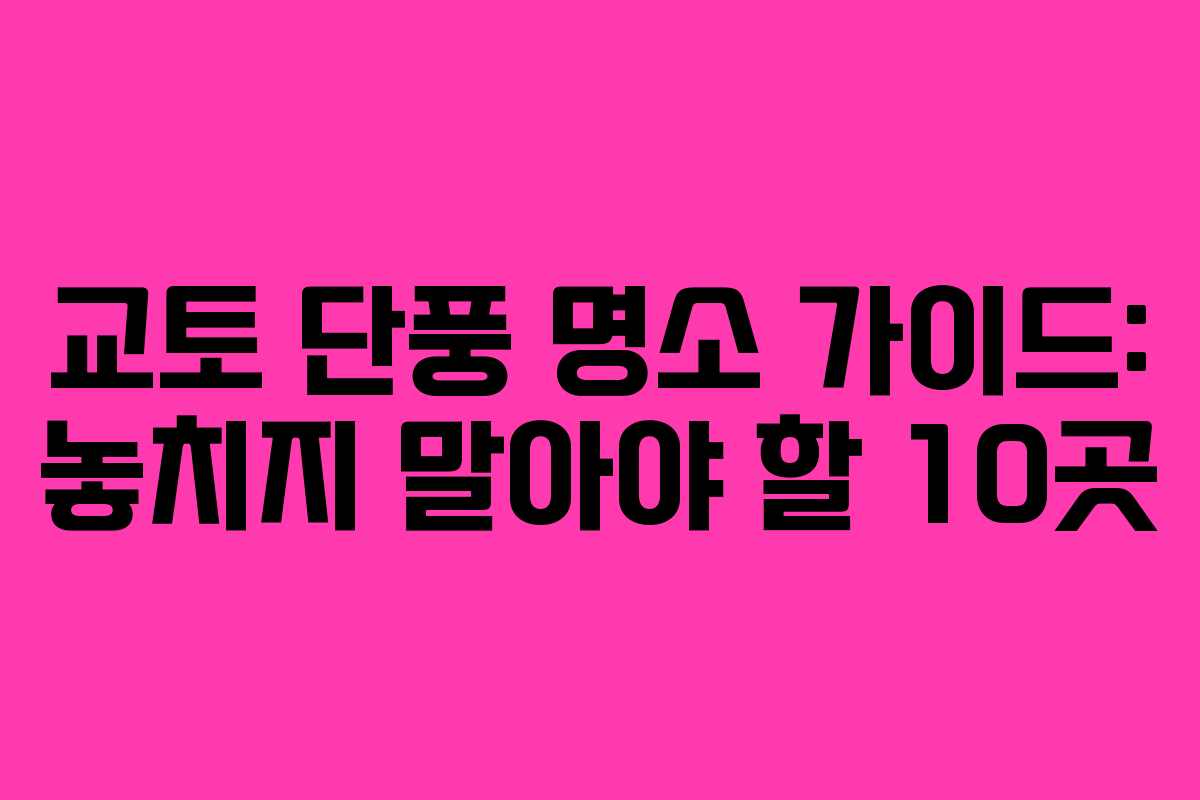 교토 단풍 명소 가이드: 놓치지 말아야 할 10곳