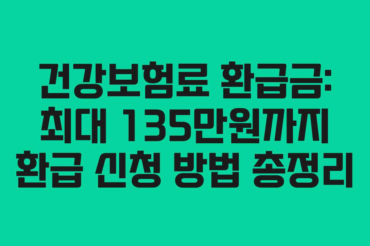 건강보험료 환급금: 최대 135만원까지 환급 신청 방법 총정리
