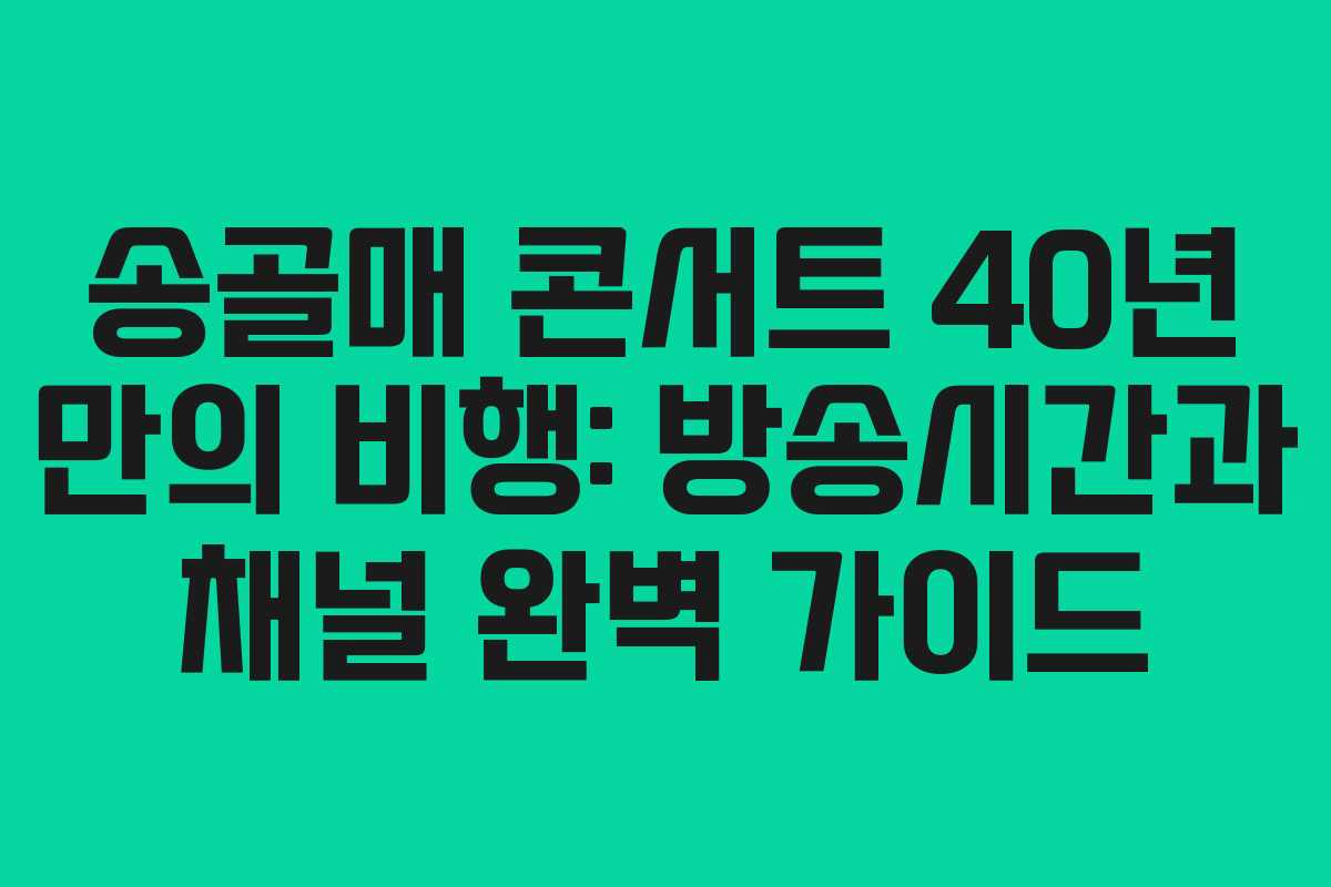 송골매 콘서트 40년 만의 비행: 방송시간과 채널 완벽 가이드