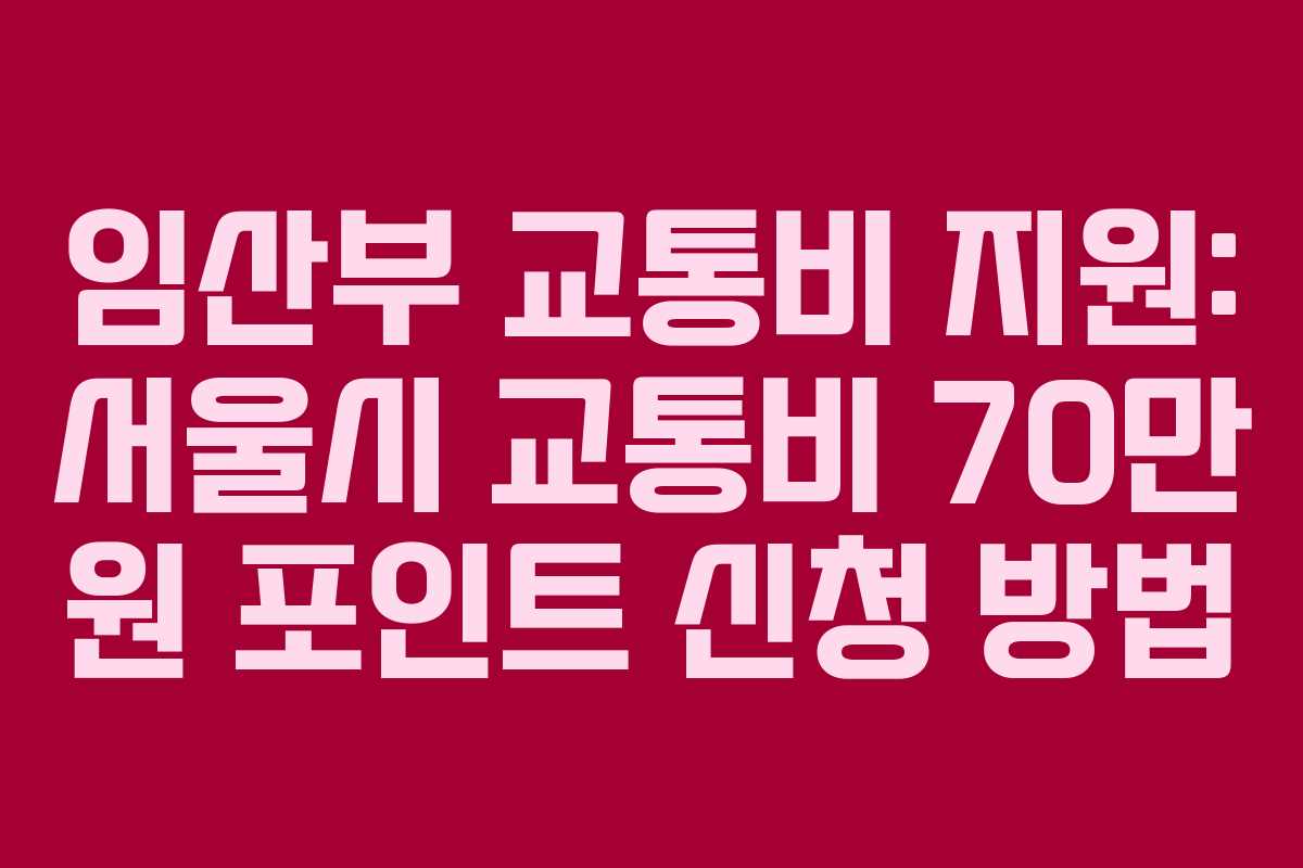 임산부 교통비 지원: 서울시 교통비 70만 원 포인트 신청 방법