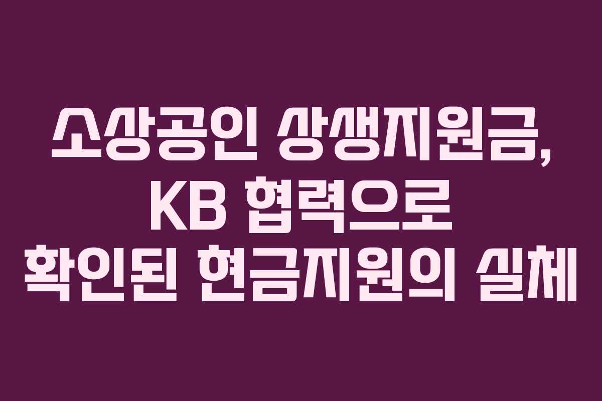 소상공인 상생지원금, KB 협력으로 확인된 현금지원의 실체