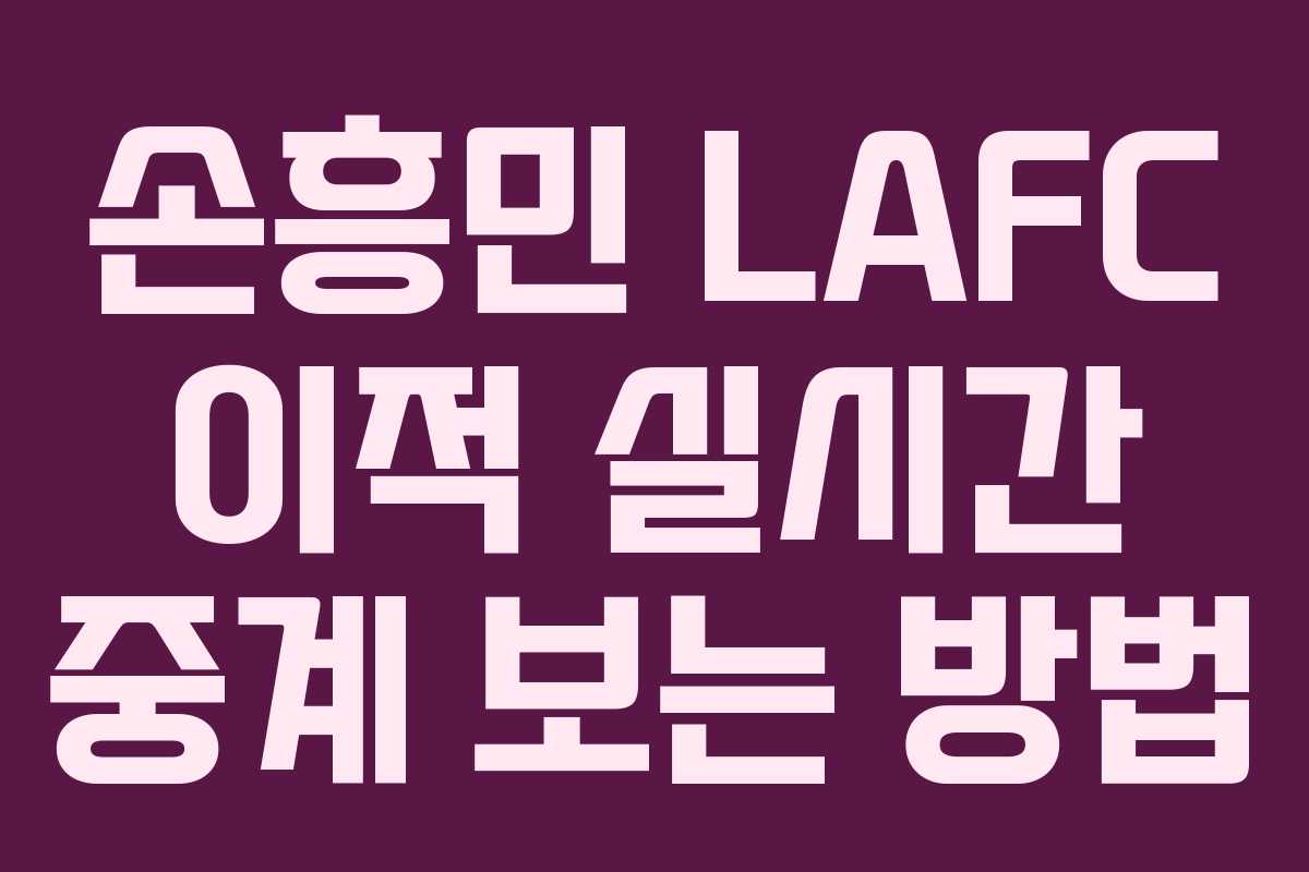 손흥민 LAFC 이적 실시간 중계 보는 방법
