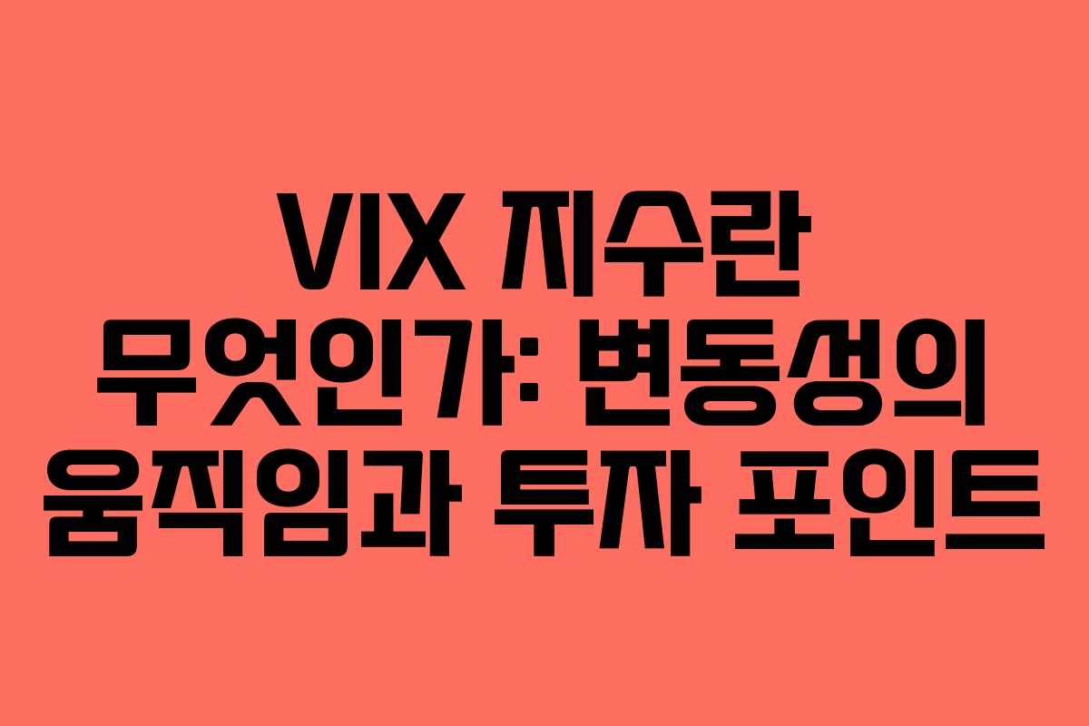 VIX 지수란 무엇인가: 변동성의 움직임과 투자 포인트