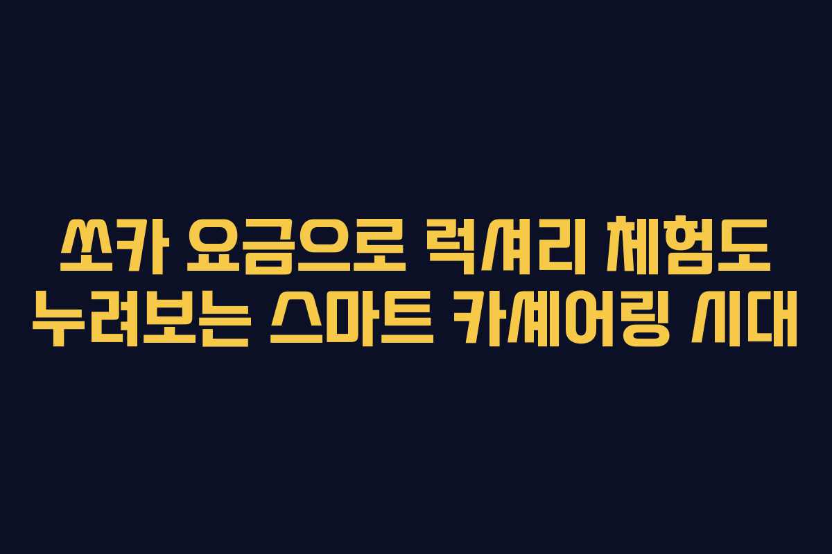 쏘카 요금으로 럭셔리 체험도 누려보는 스마트 카셰어링 시대 쏘카 요금으로 럭셔리 체험도 누려보는 스마트 카셰어링 시대