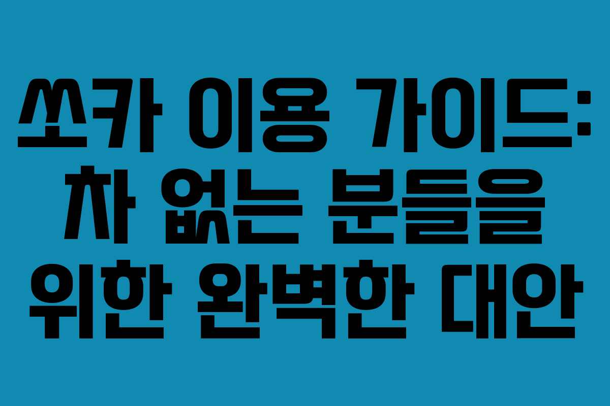 쏘카 이용 가이드: 차 없는 분들을 위한 완벽한 대안