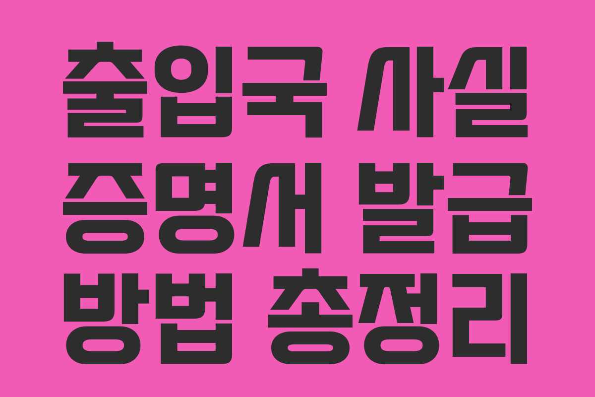 출입국 사실 증명서 발급 방법 총정리