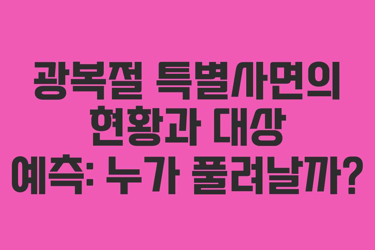 광복절 특별사면의 현황과 대상 예측: 누가 풀려날까?