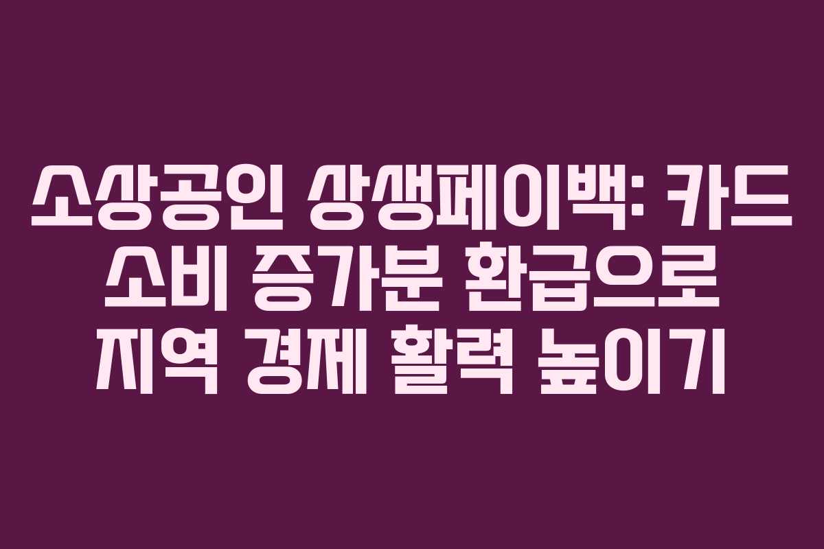 소상공인 상생페이백: 카드 소비 증가분 환급으로 지역 경제 활력 높이기