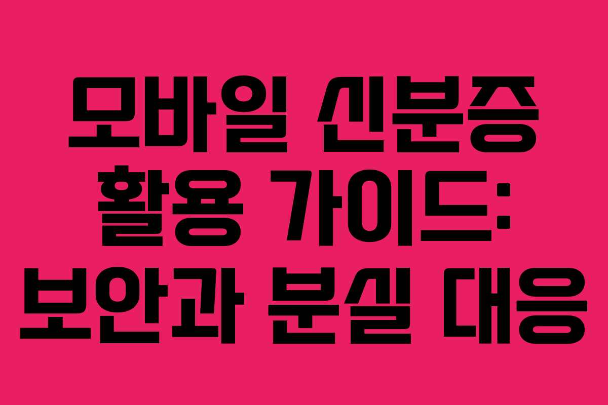 모바일 신분증 활용 가이드: 보안과 분실 대응