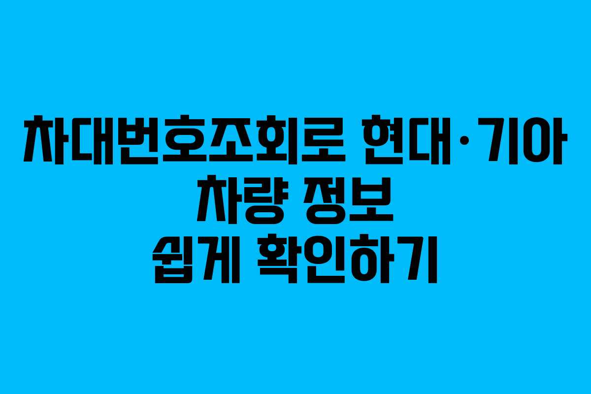 차대번호조회로 현대·기아 차량 정보 쉽게 확인하기