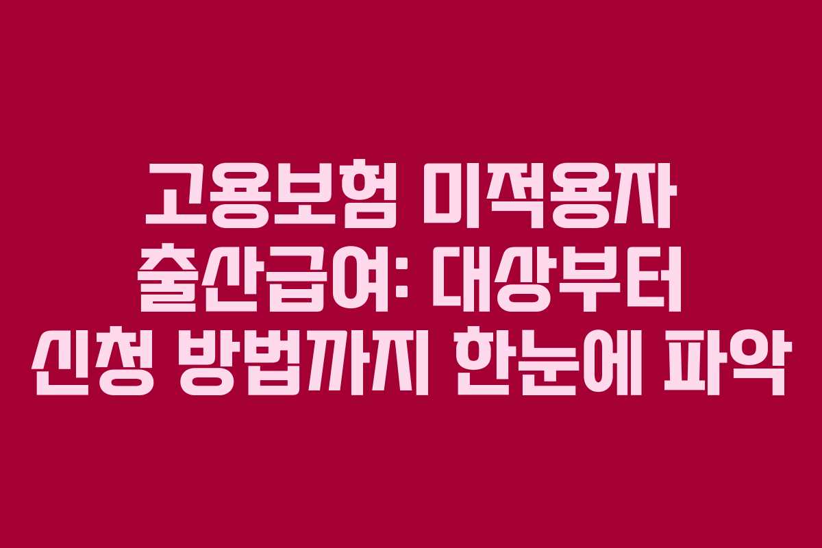 고용보험 미적용자 출산급여: 대상부터 신청 방법까지 한눈에 파악