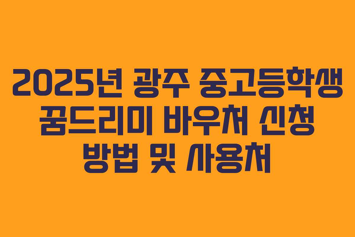 2025년 광주 중고등학생 꿈드리미 바우처 신청 방법 및 사용처