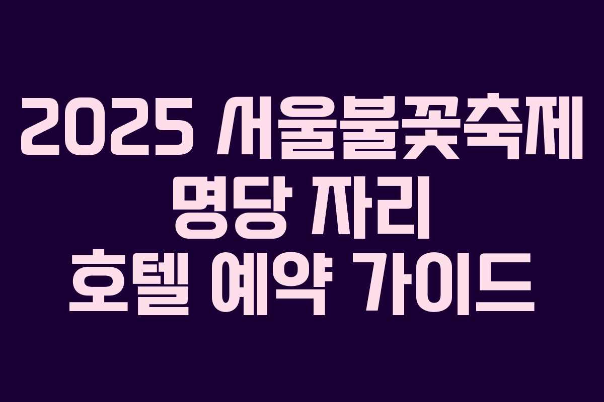 2025 서울불꽃축제 명당 자리 호텔 예약 가이드