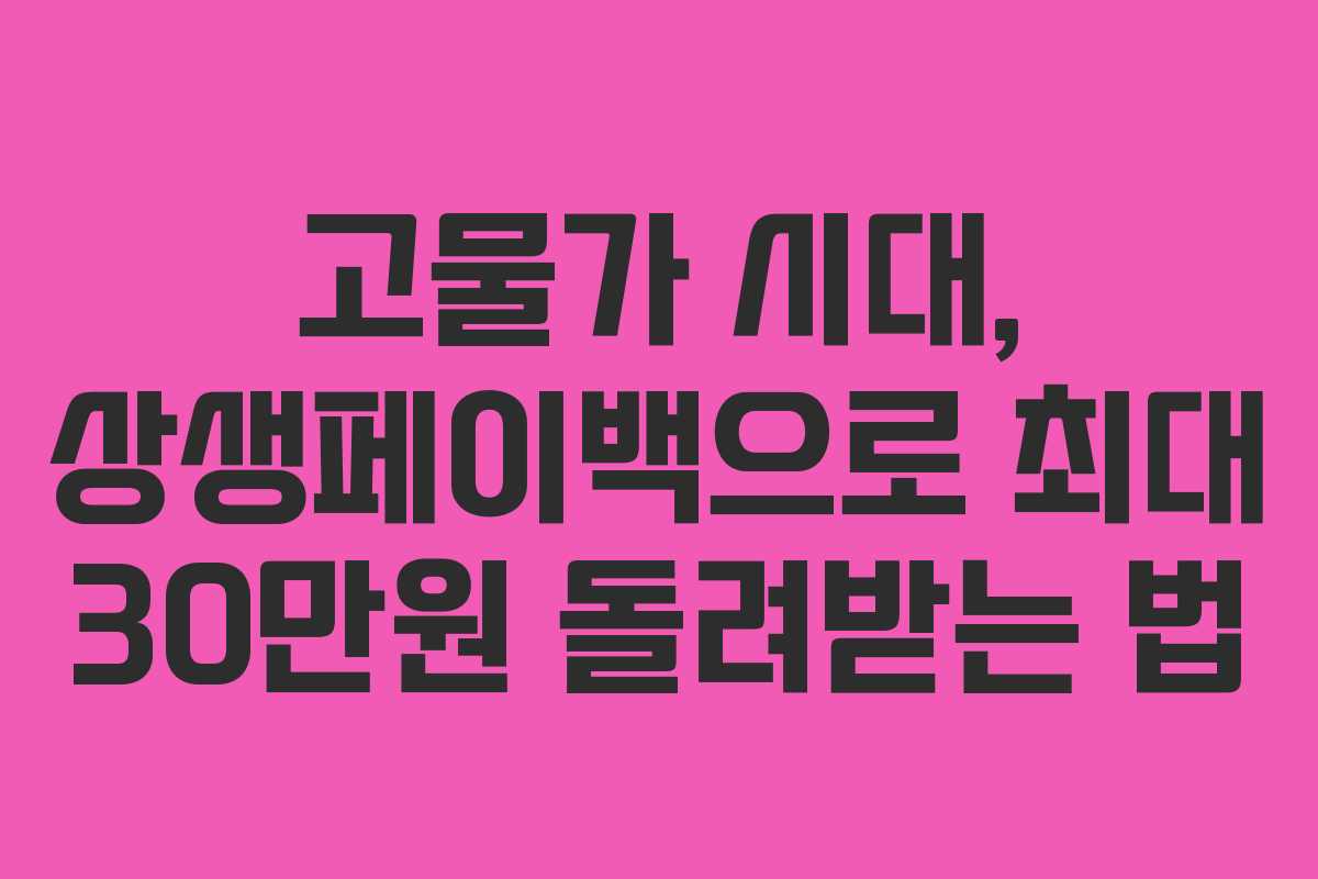 고물가 시대, 상생페이백으로 최대 30만원 돌려받는 법