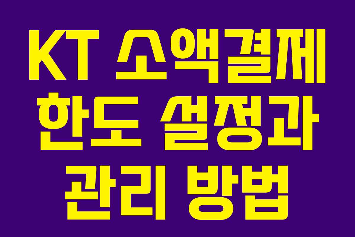 KT 소액결제 한도 설정과 관리 방법