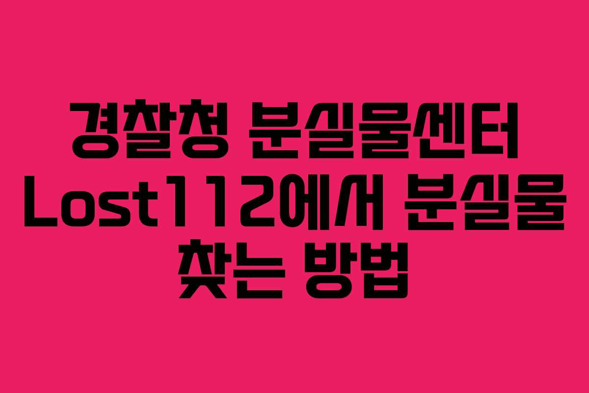 경찰청 분실물센터 Lost112에서 분실물 찾는 방법