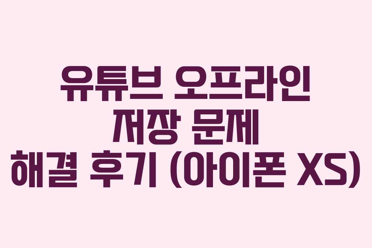 유튜브 오프라인 저장 문제 해결 후기 (아이폰 XS)