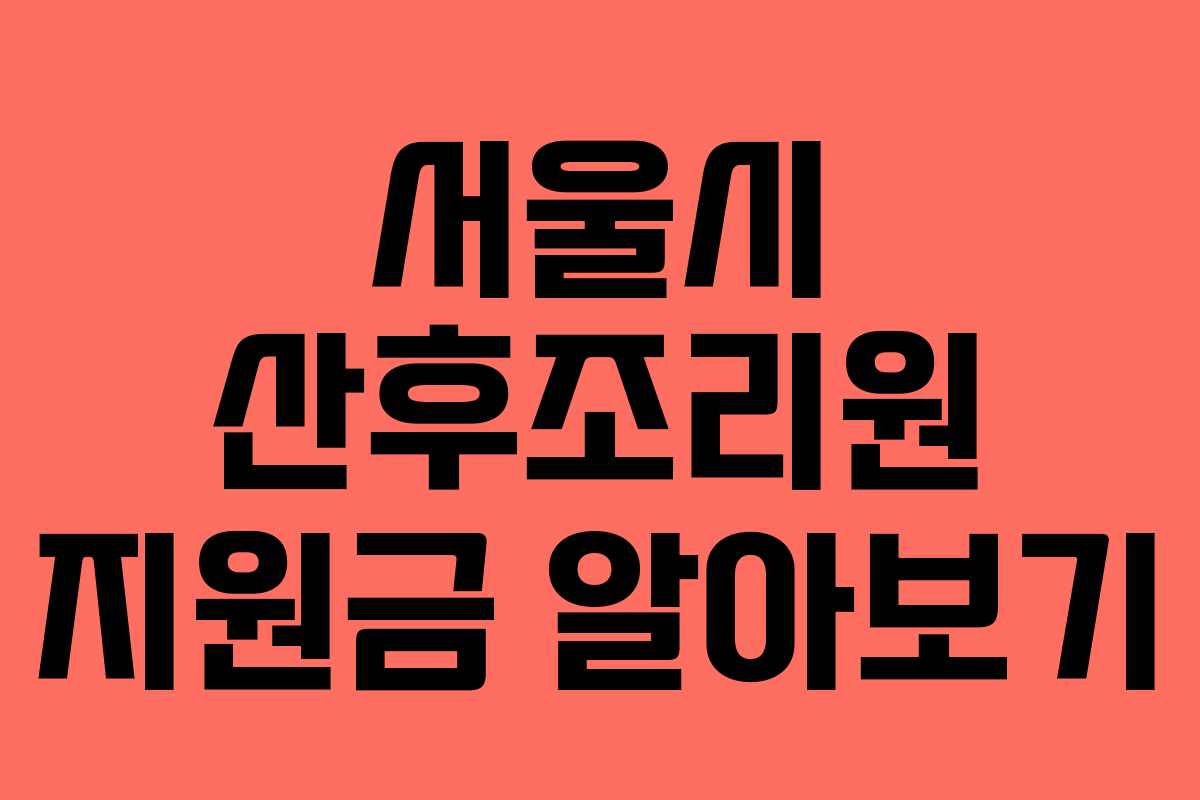 서울시 산후조리원 지원금 알아보기