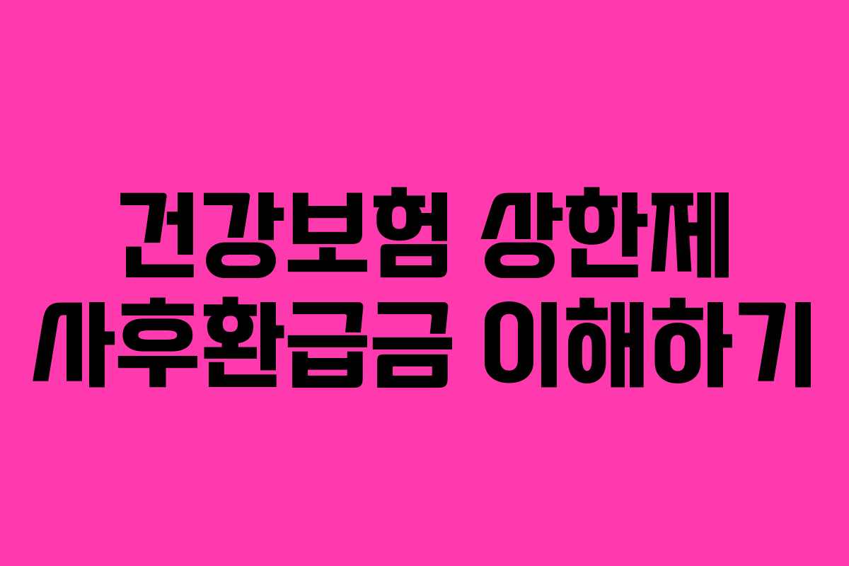 건강보험 상한제 사후환급금 이해하기