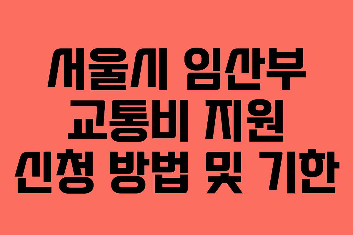 서울시 임산부 교통비 지원 신청 방법 및 기한