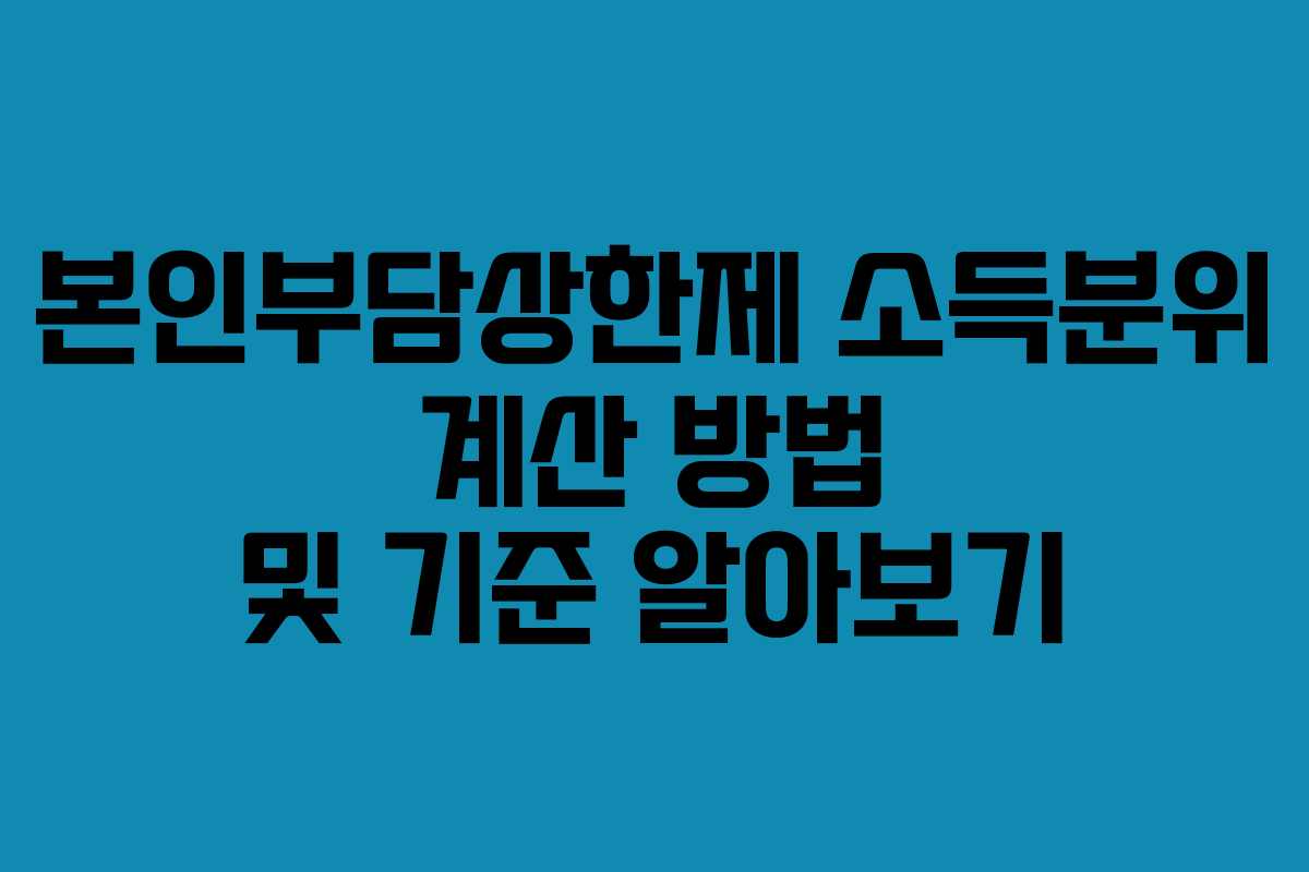 본인부담상한제 소득분위 계산 방법 및 기준 알아보기