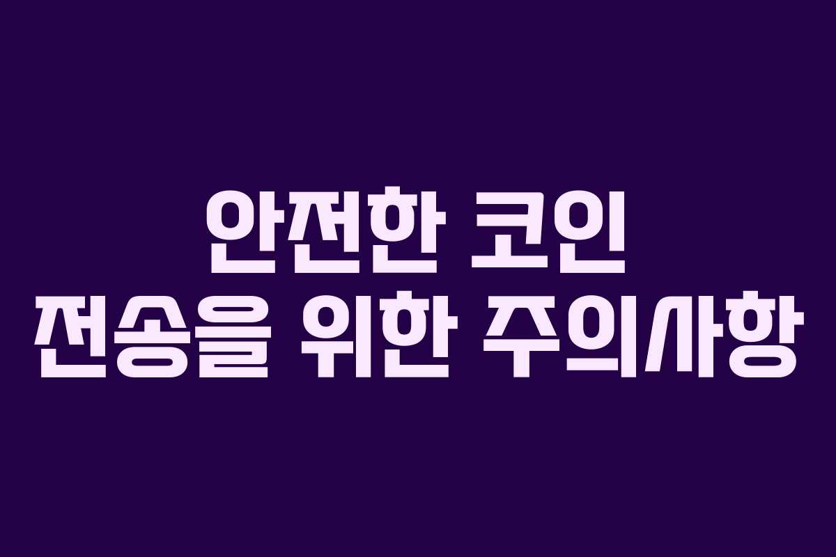 안전한 코인 전송을 위한 주의사항