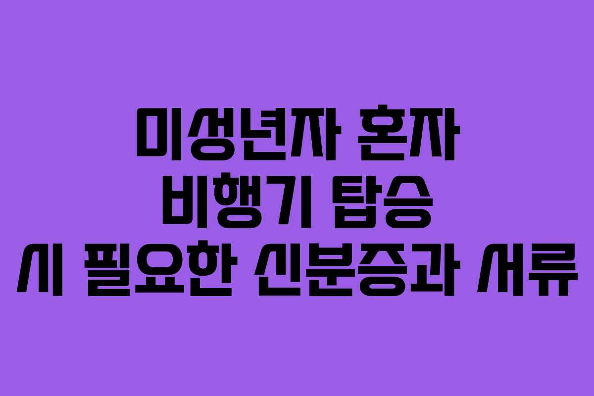 미성년자 혼자 비행기 탑승 시 필요한 신분증과 서류