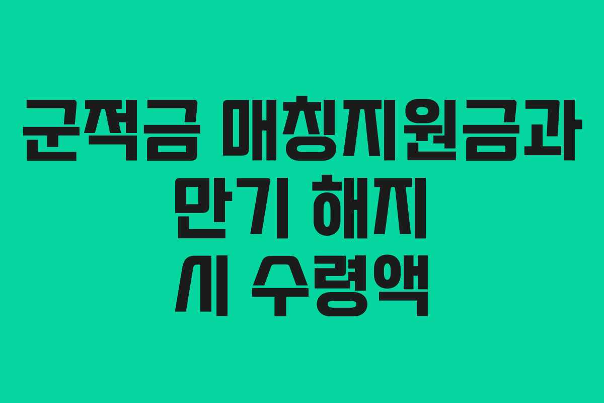 군적금 매칭지원금과 만기 해지 시 수령액 군적금 매칭지원금과 만기 해지 시 수령액