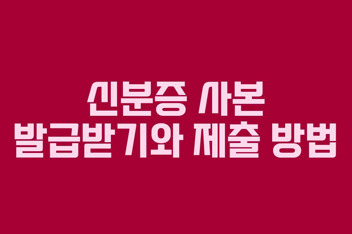 신분증 사본 발급받기와 제출 방법 신분증 사본 발급받기와 제출 방법
