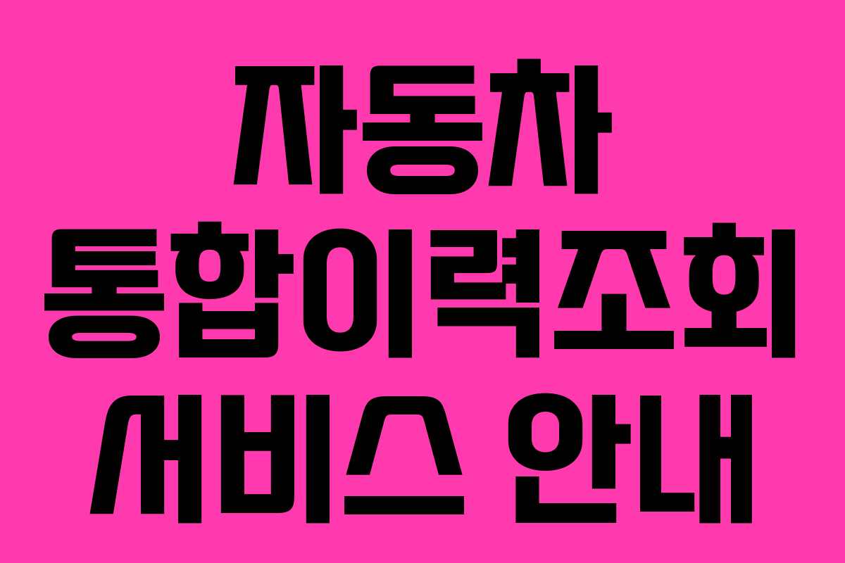 자동차 통합이력조회 서비스 안내
