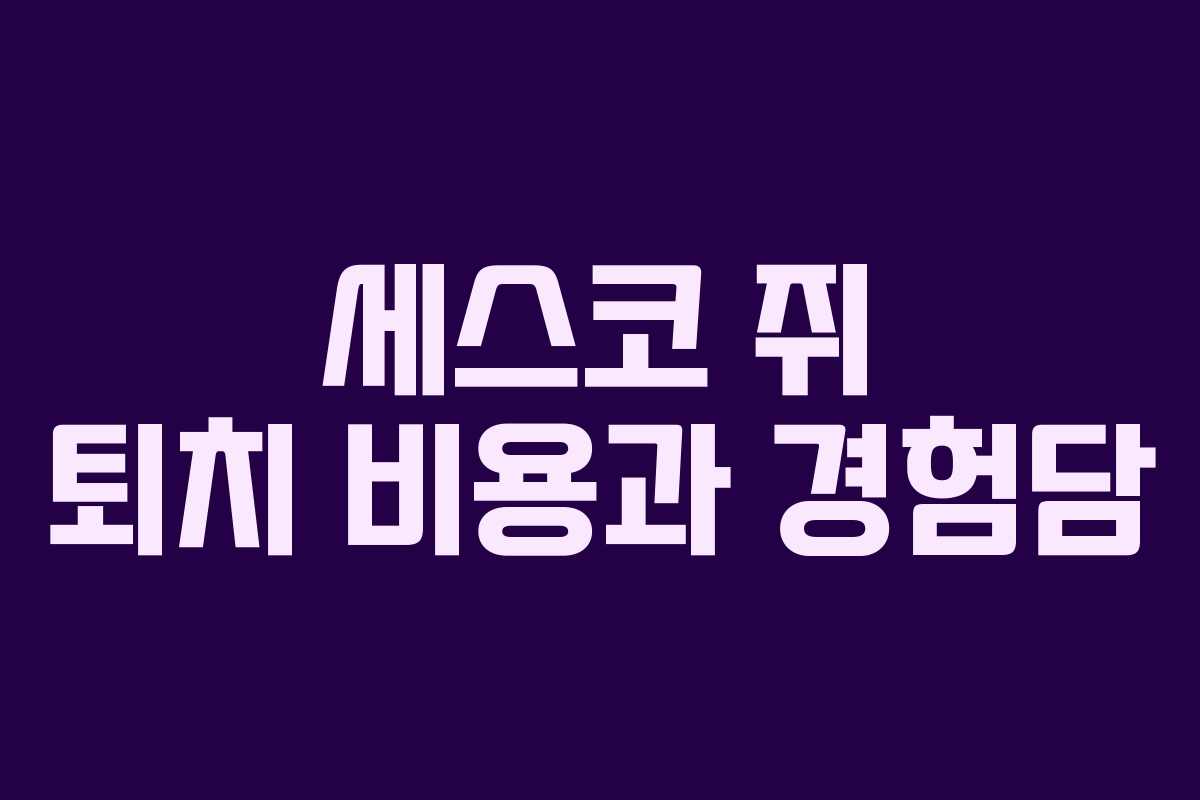 세스코 쥐 퇴치 비용과 경험담